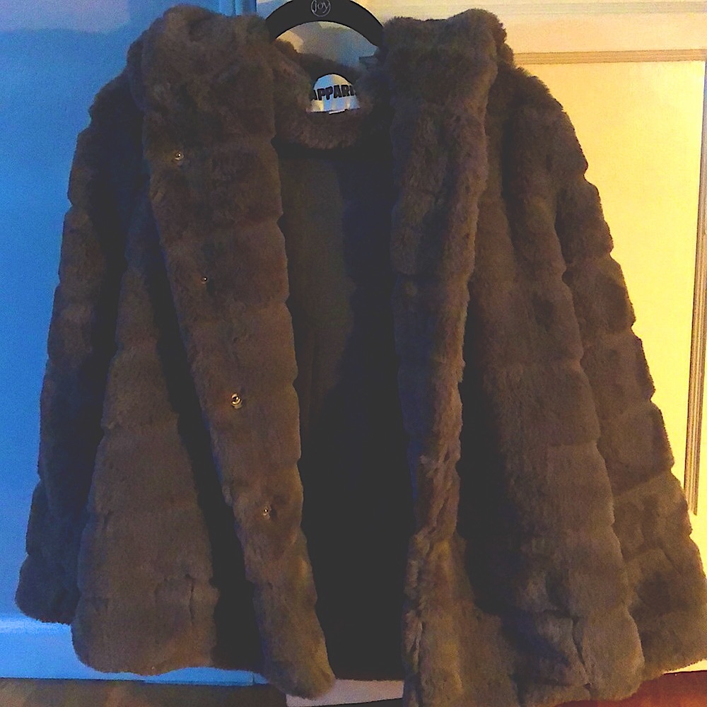 Hooded faux fur jacket